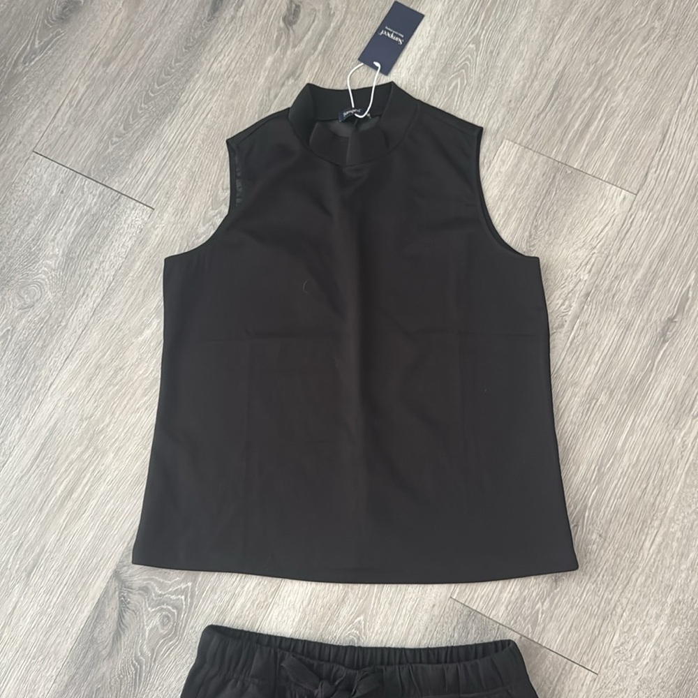 Black Two Piece Lounge Set Women’s Medium Sleeveless Tank Shirt and Pants - Picture 8 of 15
